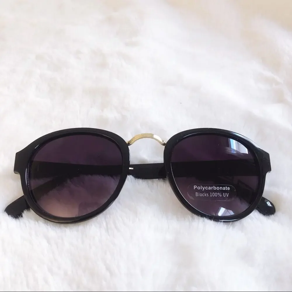 Mya Black & Gold Round Fashion Sunglasses